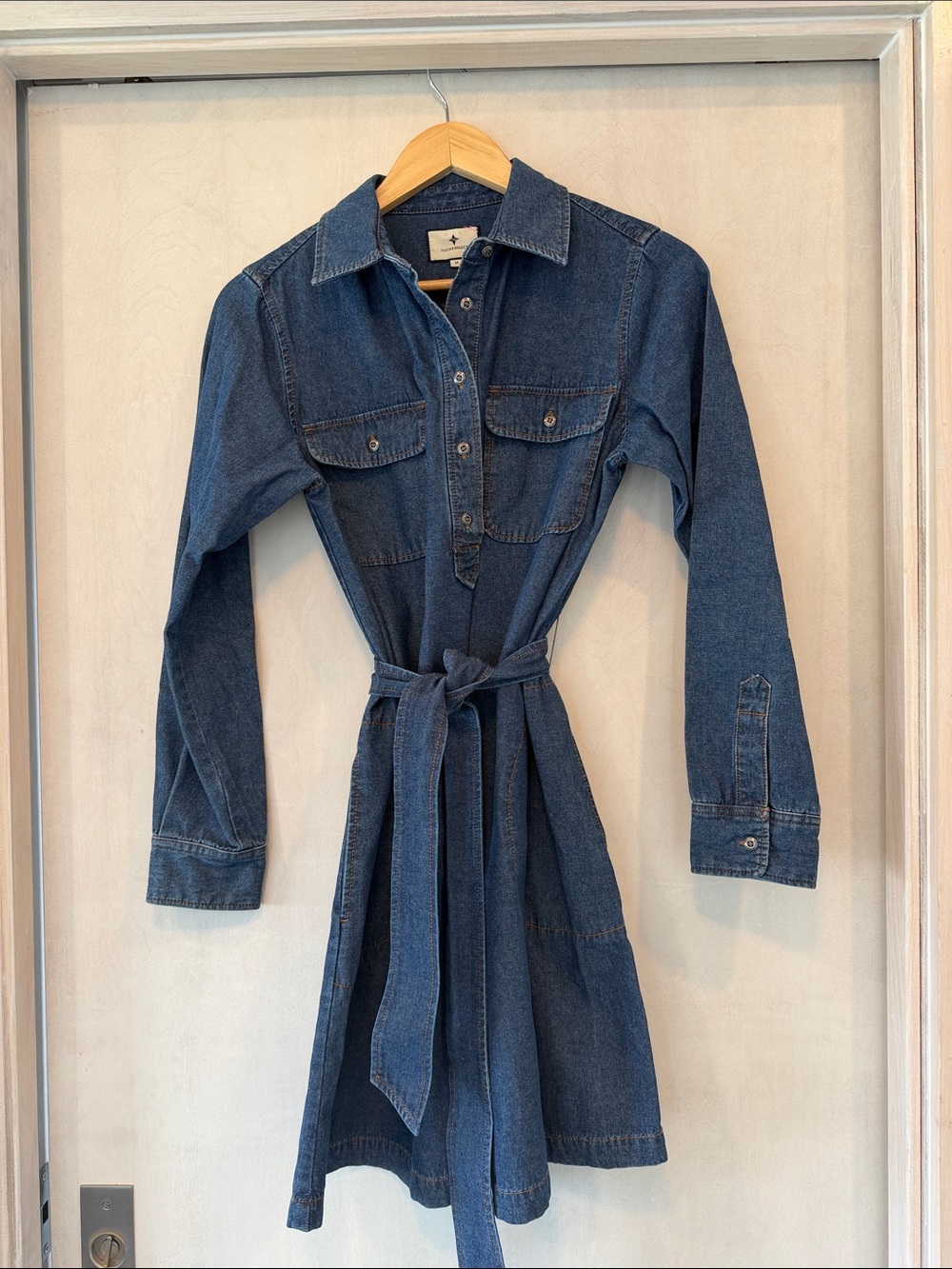 Tuckernuck Denim Shirt Dress with Waist Tie NWOT Size M